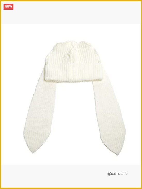 Fluffy Knit Bunny Ear Beanie Hat Winter Slouchy Skull Cap Outdoor main image 6